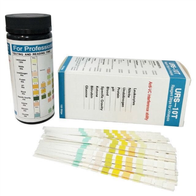 1 botella, 100 tiras reactivas de orina, 10 parámetros, tiras reactivas para análisis de orina para controlar los niveles de salud corporal NikouMX herramienta