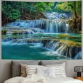 thumbnail image 2 of Fenyluxe  Green Waterfall Tapestry Forest Water Stone River Scenic Tropical Jungle Trees Wild Plant Nature Landscape Wall Hanging Bedroom Living Room Hanging Decorative Blanket 50x40inch, 2 of 6