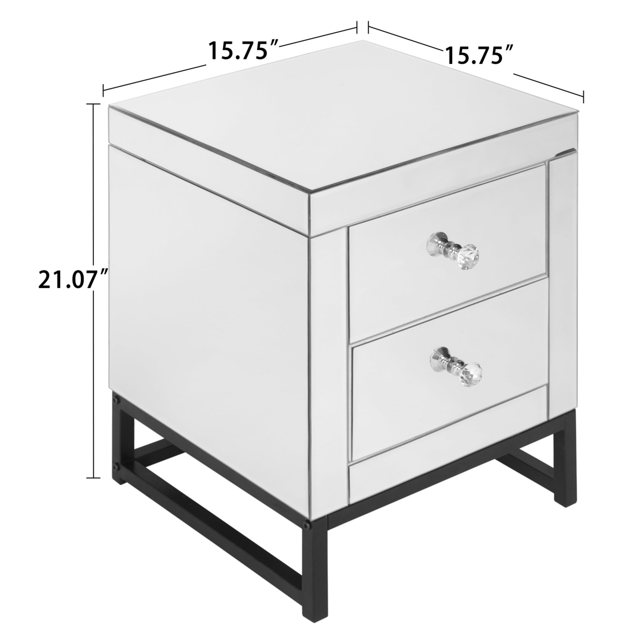 Resenkos Modern Mirrored Nightstand with 2 Drawers, Mirror Accent Silver Table for Living Room/Bedroom Resenkos Modern Mirrored Nightstand with 2 Drawers, Mirror Accent Silver Table for Living Room/Bedroom