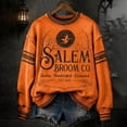 thumbnail image 2 of Salem Broom Company Sweatshirt for Women Halloween Witch Spooky Season Sweatshirt Crewneck Vintage Scary Pullover Tops Orange XXXL, 2 of 4