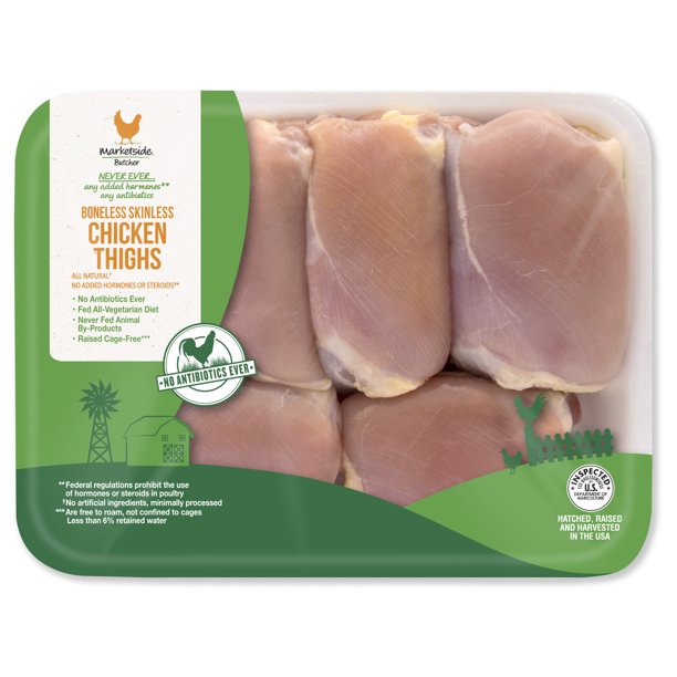 Marketside Antibiotic Free Boneless Skinless Chicken Thigh Meat 1 3 1 9 Lb Walmart Com