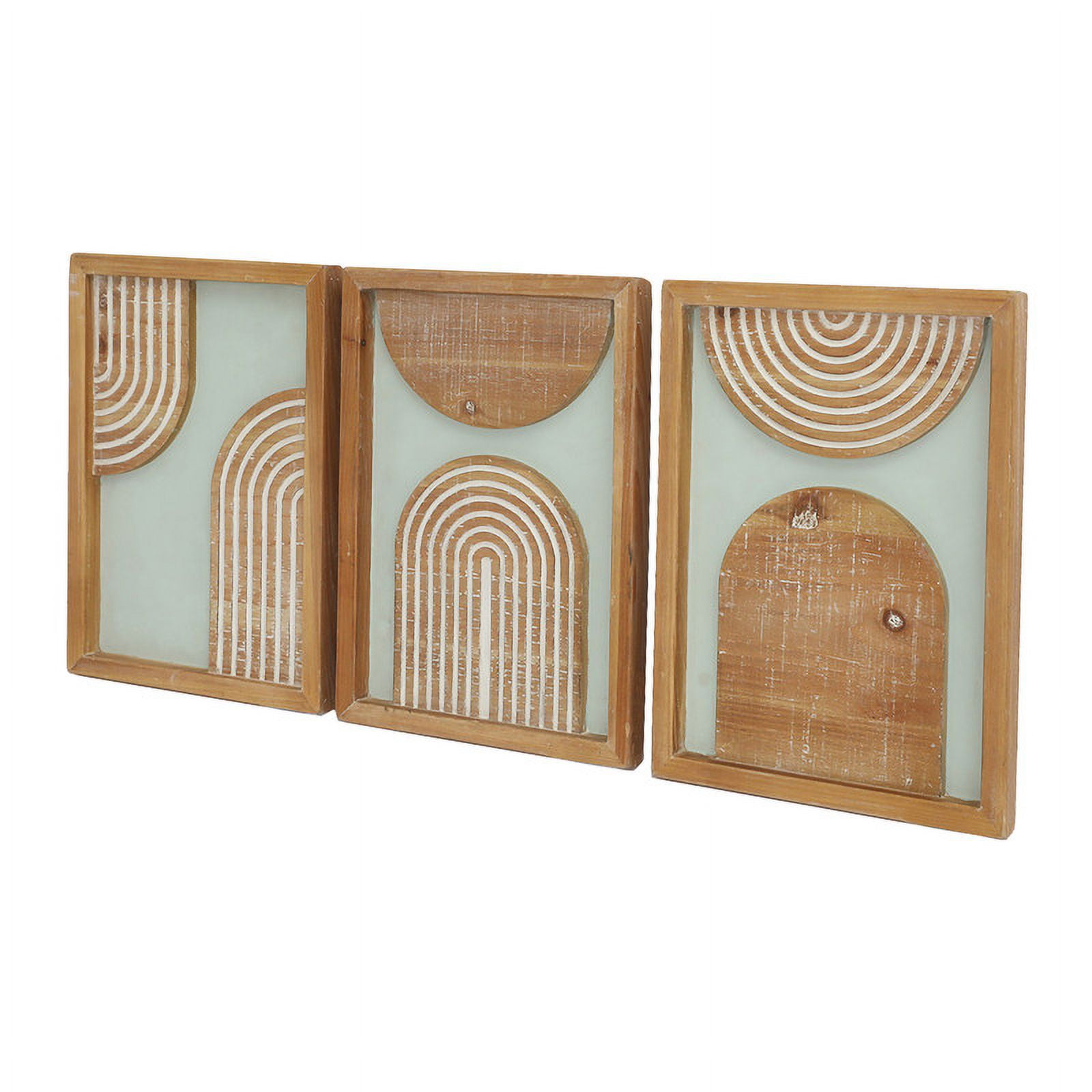 Zahara Boho Contemporary Frame Wood Wall Art Set