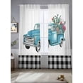 thumbnail image 2 of Summer Tropical Plants Sheer Curtains 96 Inch Length 2 Panels Set Window Treatments, Blue Truck Botanical Cactus Plaid Rod Pocket Semi Curtains for Living Room/Bedroom/Kitchen Décor, 104"W x 96"L, 2 of 7
