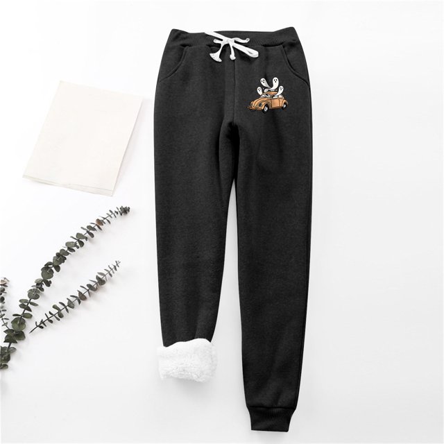 LSLJS Women's Halloween Ghost Print Leggings With Elastic Drawstring Pockets Thick Warm Pants, Womens Work Pants