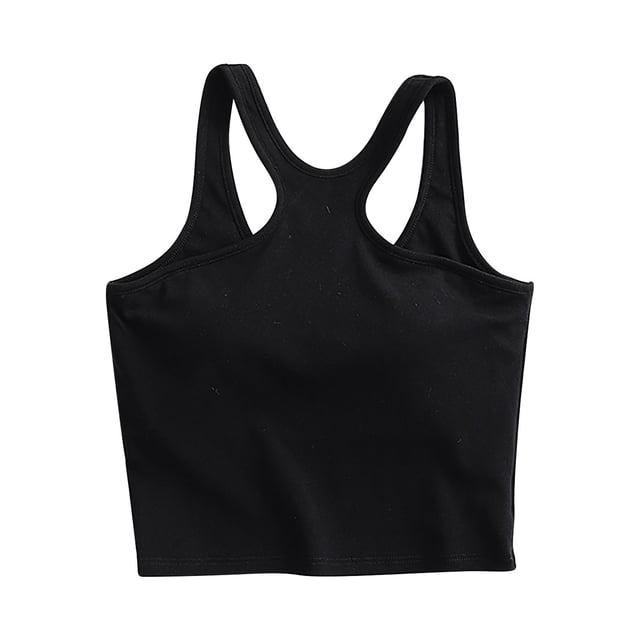 Timegard Womens Tank Tops Summer Racerback Comfy Solid Color Sleeveless Workout Cropped Tops Sports Bras