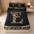 thumbnail image 3 of Erosebridal Fashion Crystal Initial E Zipper Twin Comforter Sets with Fitted Sheet and 2 Pillowcases for Women, Cheetah Print Bow Letter Zipper Bedding Set, Black Reversible, 4 Pieces, 3 of 7