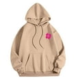 thumbnail image 3 of DDAPJ pyju Pink Flower Hoodie for Women Teen Girls Cute Hooded Sweatshirts Trendy Casual Graphic Hoodies Oversized Drawstring Pullover Tops Khaki M, 3 of 5