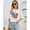 thumbnail image 2 of American Flag Graphic Sweaters for Women 4th of July Crew Neck Heart Sweater Long Sleeve Casual Knit Pullover Sweater Shermie, 2 of 4