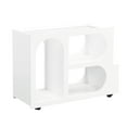thumbnail image 3 of AENKYO Mobile End Table with Lockable Wheels, Narrow Coffee Table with 5mm Thick Fluted Tempered Glass, Modern Nightstand with Golden Round Rod for Living Room,White, 3 of 11