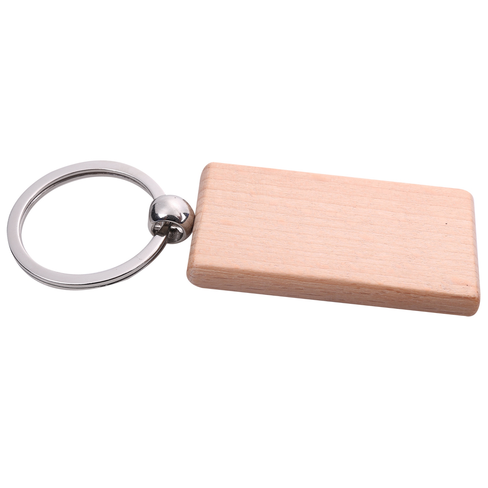 180Pcs Blank Rectangle Wooden Key Chain DIY Wood Keychains Key Tags Can Engrave DIY Gifts