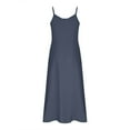 thumbnail image 7 of Womens Summer Dresses Imitation And Cotton Linen Suspender Solid Pocket Jumpsuit Long dress, 7 of 7