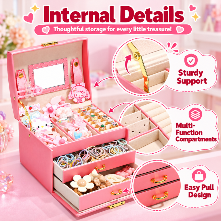 JoyStone 3-Layer Leather Jewelry Box with Lock photo 7