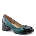 thumbnail image 3 of Azura Women's BABYSTEPS Slip-On Pump – Metallic Leather with Sculptural Buckle and Architectural Block Heel, 3 of 9