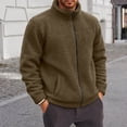 thumbnail image 5 of Husipze Mens Sherpa Fleece Jacket Full Zip Long Sleeve Teddy Fuzzy Cozy Winter Relaxed Fit Coat Insulated Warm Outerwear Coffee M, 5 of 8