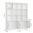 thumbnail image 3 of Homfa 12 Cube Double Wide Bookcase with Doors, 3 Tier Library Cabinet & Bookshelves for Home Office Living Room, White, 3 of 7