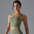 thumbnail image 4 of SWSMCLT Women's Crop Tube Top Tube Top Ruched Summer Casual Light Soft Tight Yoga Fitted Sexy Strapless Top Green X-Large, 4 of 5