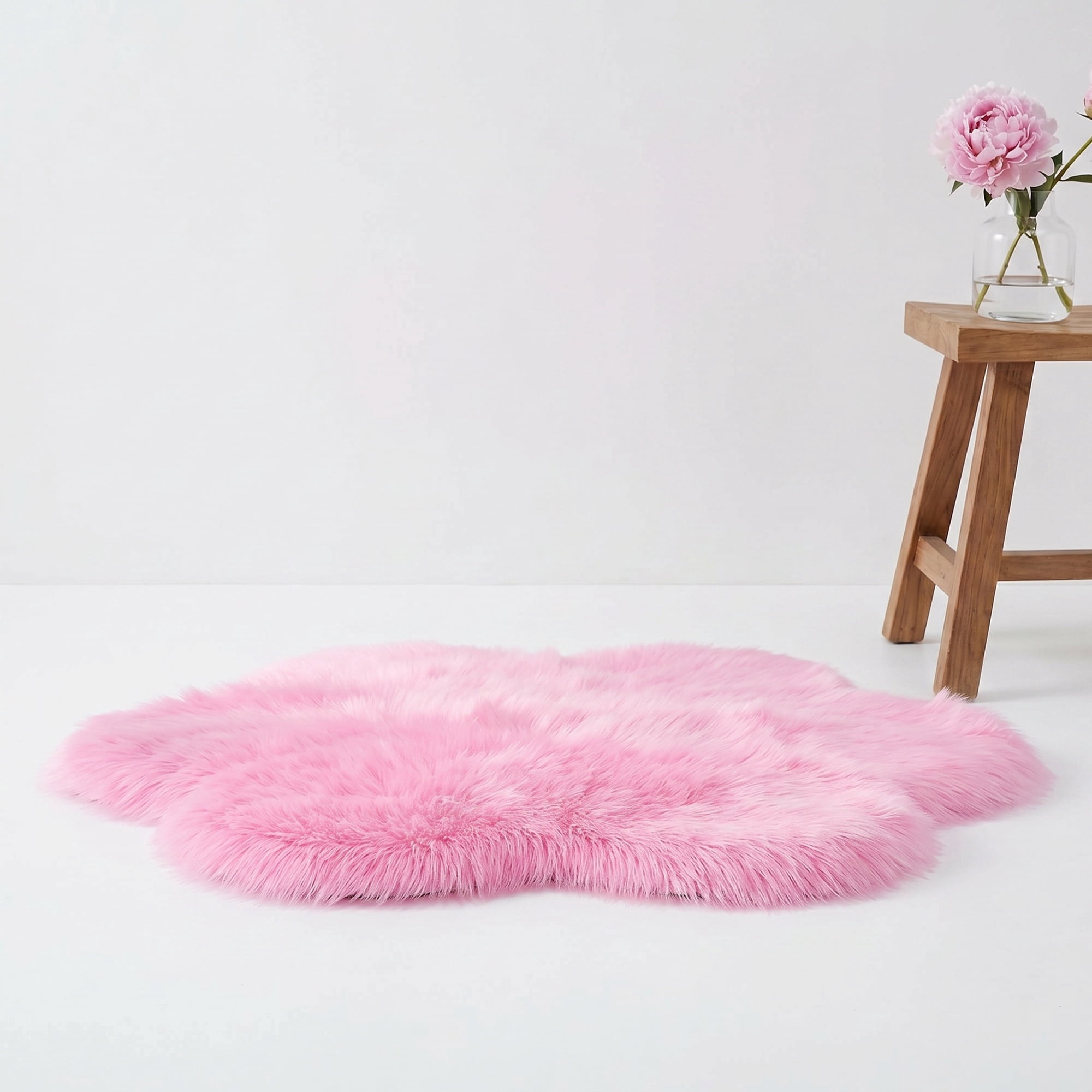 Unique Bargains Shaggy Flower Area Rug Fluffy Non-Slip Fuzzy Carpet 24" x 24" Pink