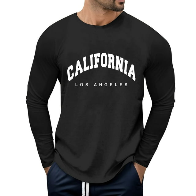 LUOGENLI T-shirts pour Homme pour Hommes Homme Automne et Hiver Mode Imprimé Col Rond Manches Longues T-Shirt Rétro Imprimé Intégral Hauts T-shirts Amusants pour Hommes T-shirts Graphiques Fête de la Saint-Patrick Noir TG