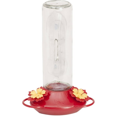 Double Blown Glass Hummingbird Feeder - Garden Song Window Mounted Hummingbird Feeder