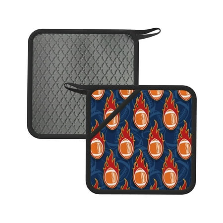 

Matuu American Football and Fire Flames for Square Silicone Anti-hot Pad for Kitchen Potholders Hot Dishers Spoon Holder