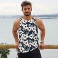thumbnail image 4 of Wukai Floral Flowers Blue Print Men’s Workout Tank Top Sleeveless Muscle T shirt Gym Running Fitness Tank Top-Large, 4 of 7