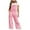 Pink, variant on WREESH Womens Jeans Fashion Denim Button Zipper Solid High Waist Pockets Full Length Pants Overalls Blue