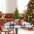 thumbnail image 4 of Round Tablecloth Navy Blue White Plaid Elastic Edge Fitted Checkerd Pattern Plastic Table Cover,Waterproof Oil Proof for Dinner,Outdoor, Picnic, 55"- 60" DIA Tables, 4 of 9