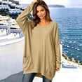 thumbnail image 4 of Nowekniz Women Crewneck Long Sleeve Tops, Lightweight Loose Sweatshirt Tunic Shirts with Pockets, Soft Casual Blouses Matching Leggings, Fashionable Fall Daily Wear Outfits, 4 of 5