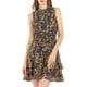 thumbnail image 2 of INSPIRE CHIC Vestidos de gasa para mujer, vestido mini sin mangas con fruncido y estampado floral, talla 3XL, azul marino, 2 of 7