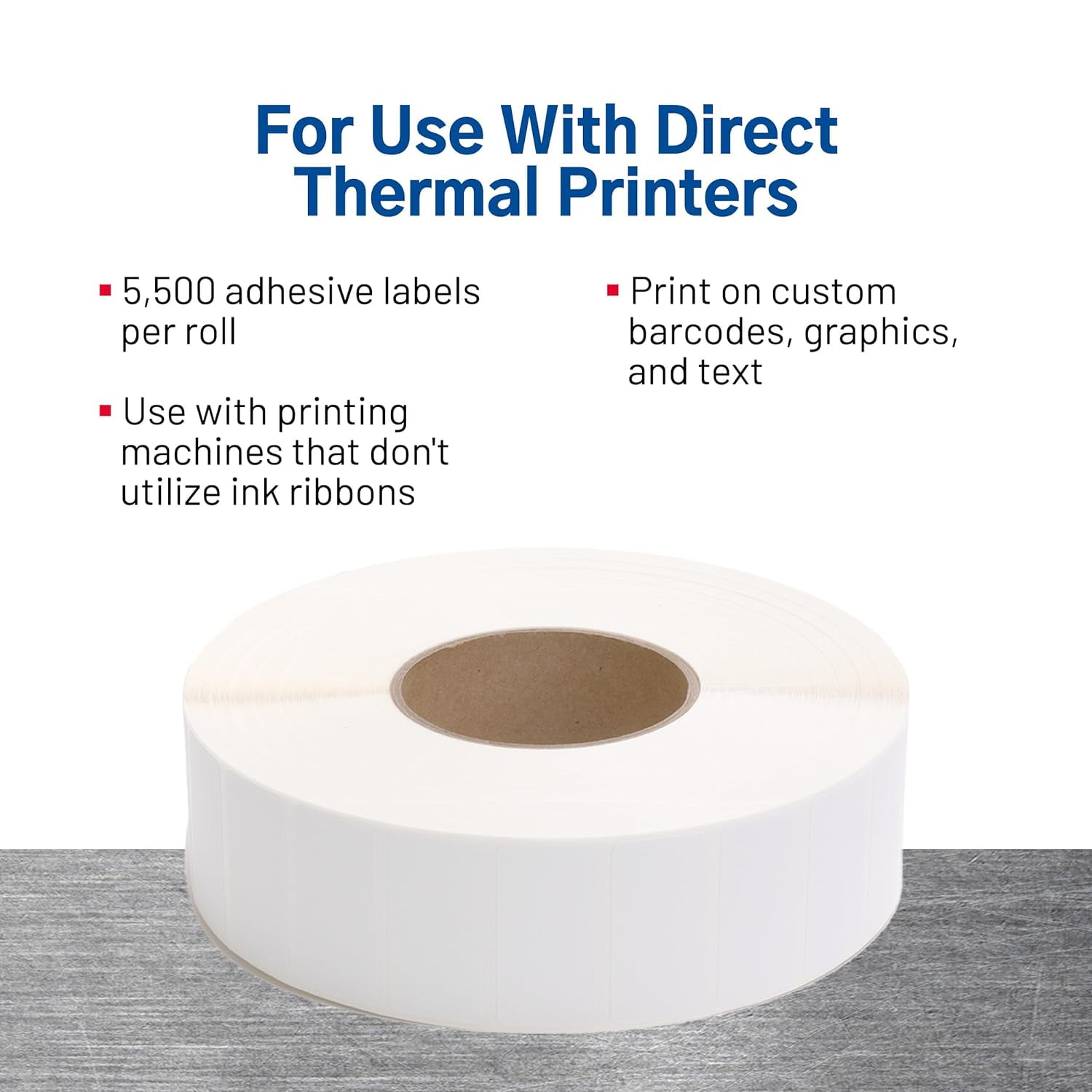 TSC Direct Thermal Label Paper for Printers, Stickers and Labels for Postage, Receipts, Enterprise Business, 2" Width x 1" Length, 3" Core, 8" Outer Diameter, White, 5500 Labels Per Roll, 8 Rolls