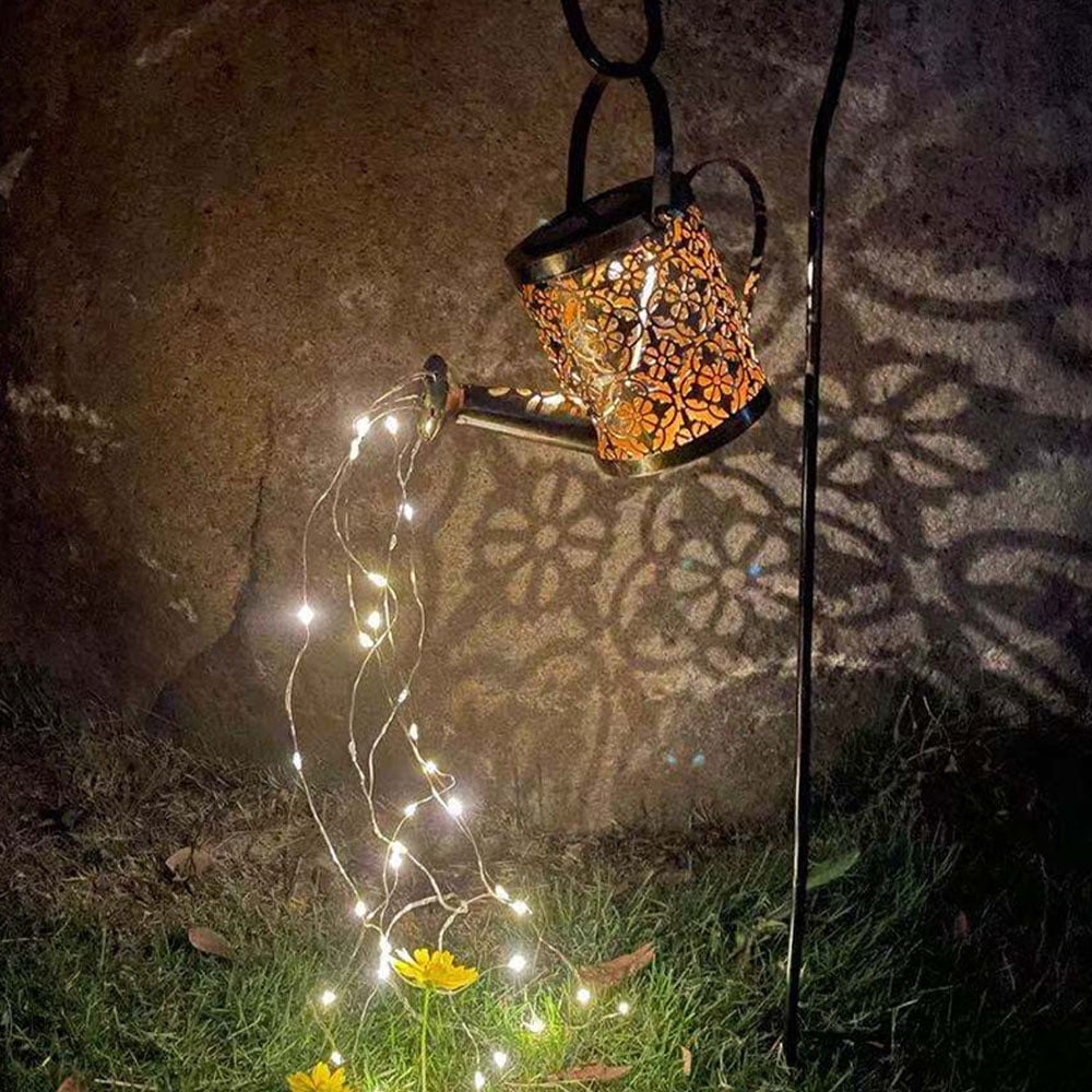 JTWEEN Solar Star Shower Light,Watering Can Fairy Lights Solar Outdoor Solar Watering Can Led
