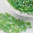 thumbnail image 1 of 11/0 Two Cut Glass Seed Beads Hexagon Trans.Colours Rainbow Green Size: about 2.2mm in diameter about 4500pcs/50g, 1 of 2