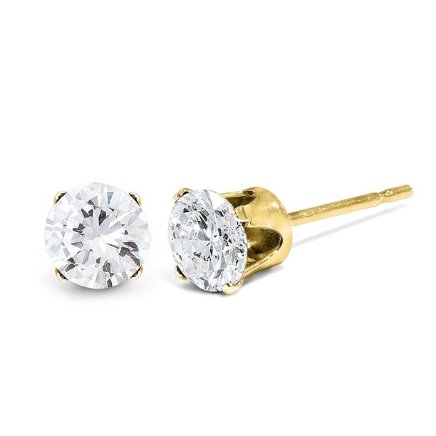 Earring Diamond Stud 14K Yellow Gold Diamond Round Stud Earrings (0.