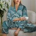 thumbnail image 6 of Salouo Blue Color Cactus Pattern Women's Pajamas Set Long Sleeve Button Down Sleepwear Soft Pj Lounge Sets for women 2 Piece Pjs Set with Long Pants-Medium, 6 of 7
