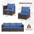 thumbnail image 3 of Costway 3PCS Patio Sectional Sofa Set with Right Arm Sofa & Left Arm Sofa, Soft Cushions Navy + Mix Brown, 3 of 10