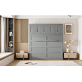 thumbnail image 3 of Wall Murphy Bed with Top Cabinets, Convertible Fold Bed with Storage, Hidden Full Size Bed, Gray, 3 of 7