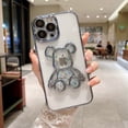 thumbnail image 1 of Funda de teléfono de arena movediza de oso de dibujos animados para iPhone 11, 12, 13, 14 Pro, Xs Max, 7, 8, 14 Plus, XR, X, película protectora de lente, cubierta transparente a prueba de golpes Fivean unisex, 1 of 2