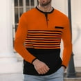 thumbnail image 6 of GuangCheng Mens Henley Shirts,Striped,Color Block,Long Sleeve,Casual,Slim Fit,Stylish T Shirts,Orange,Size XL, 6 of 6