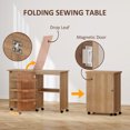 thumbnail image 4 of HOMCOM Folding Sewing Table Mobile Sewing Machine Cabinet with Shelf Brown, 4 of 10