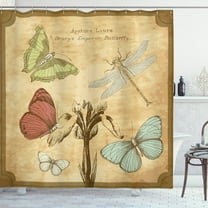 Ambesonne Dragonfly Shower Curtain, Retro Butterflies Art, 69"Wx70"L, Sand Brown Caramel