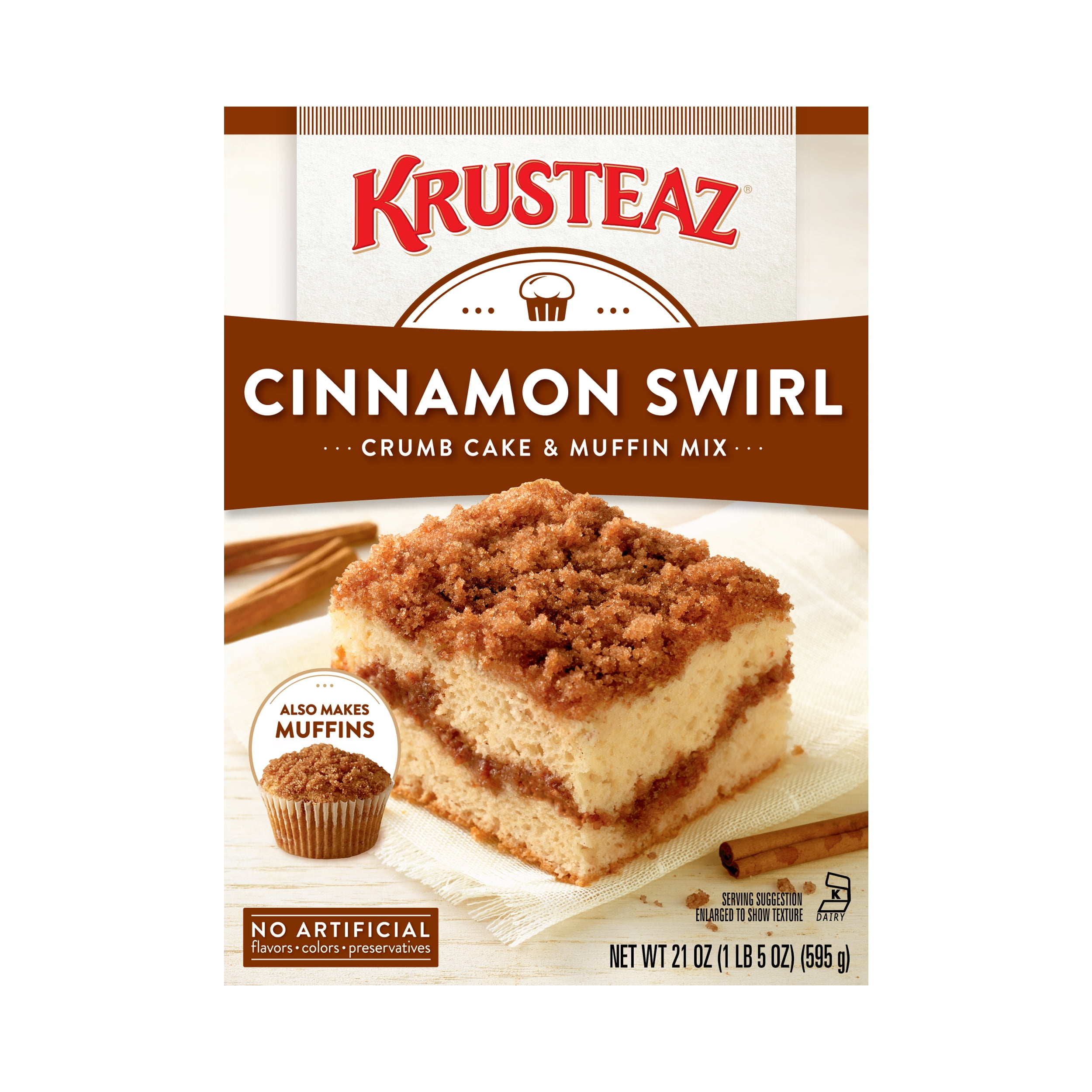 (2 pack) (2 pack) Krusteaz Cinnamon Swirl Crumb Cake and Muffin Mix, 21