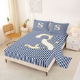 thumbnail image 2 of Erosebridal Kids Cartoon Monogrammed S Full Size Sheets, Navy Stripes Ombre Bed Sheets, 4-Piece, 2 of 5