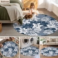 thumbnail image 5 of Round Rug 4Ft Washable Non-Slip, Blue White Flowers Circle Area Rugs for Living Room Bedroom, Country Vintage Botanical Floral Indoor Floor Mats Carpet Runner for Home Decor Aesthetic, 5 of 8
