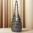 thumbnail image 3 of HUISZJ Woven Hand Bag, Creative Hollow Tote Bag, Handmade Beaded Shoulder Bag for Travel Commute Work (Black), 3 of 10