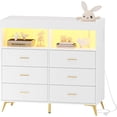 thumbnail image 2 of Ourlova Commode pour Chambre avec 6 Tiroirs Table à Langer Commode avec Matelas à Langer Lumières DEL Station de Recharge, 2 of 6