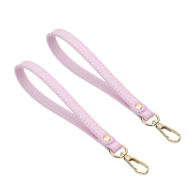 Unique Bargains PU Leather Keychain, 2 Pack Key Holder Keyring Strap with Metal Gold Key Ring Lock for Wallet Purse, Pink