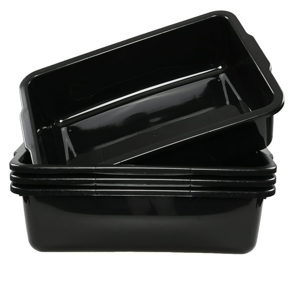 Uumitty Black Commercial Bus Tubs, 32 L Plastic Bus Box/Wash Basin, 4 Packs