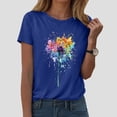 thumbnail image 2 of GEWSEY Womens Cute Make A Wish Dandelion Printed Tee Shirts Summer Cotton Vintage Graphic Tees Tops (Blue, 3XL), 2 of 8