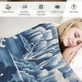 thumbnail image 3 of Nawypu  Chinoiserie Blanket Blue and White Chinoiserie Pagoda Bedding Blanket Traditional Chinese Fluffy Winter Warm Furry Rustic Blankets for Adults Anniversary Birthday Decor, 3 of 6