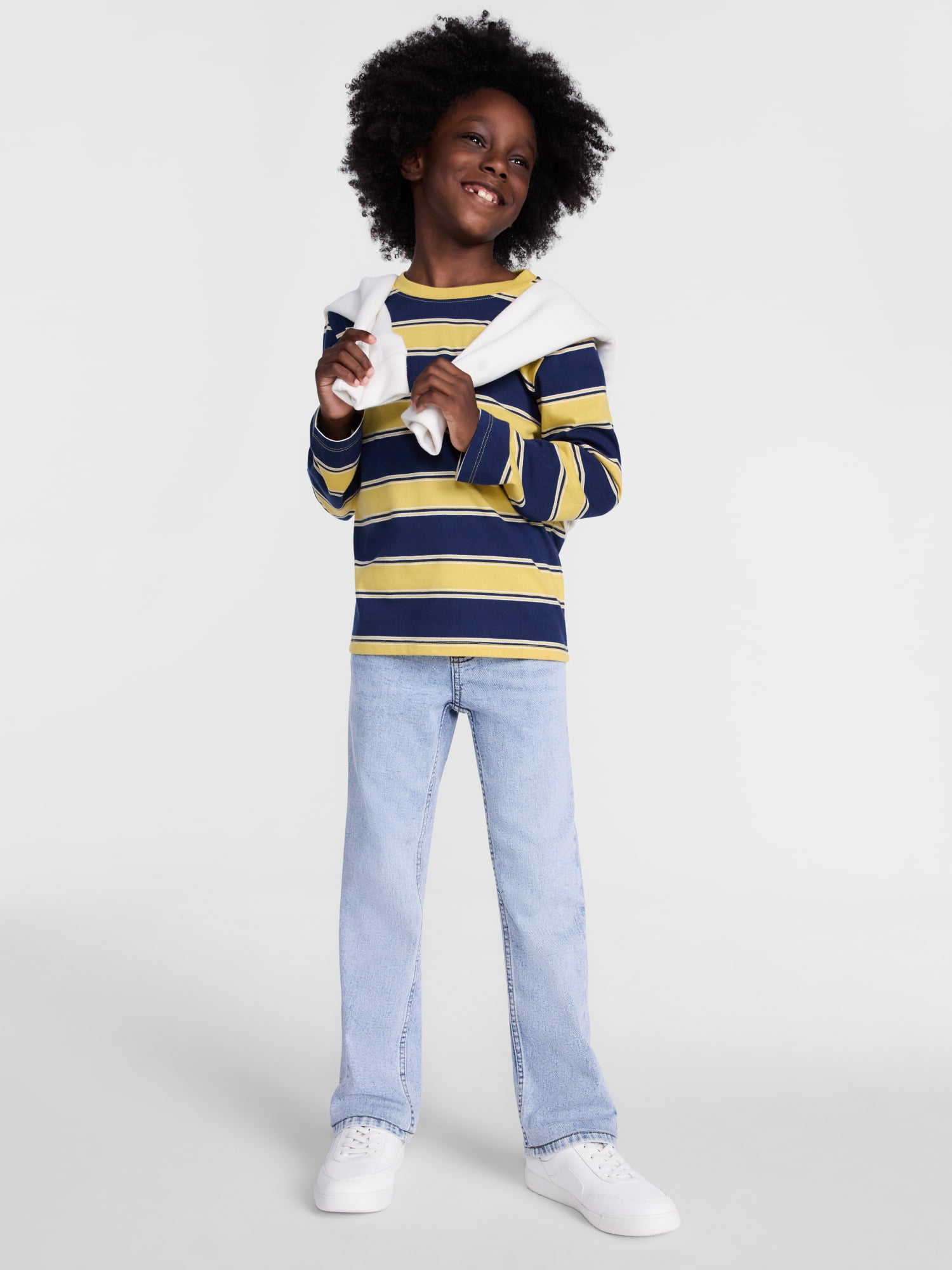 Wonder Nation Boys Striped Tee with Long Sleeves, Sizes 4-18